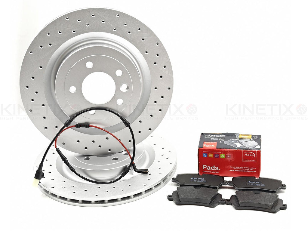 FOR RANGE ROVER SPORT 5.0 SCV8 REAR CROSS DRILLED BRAKE DISCS PADS & WIRE