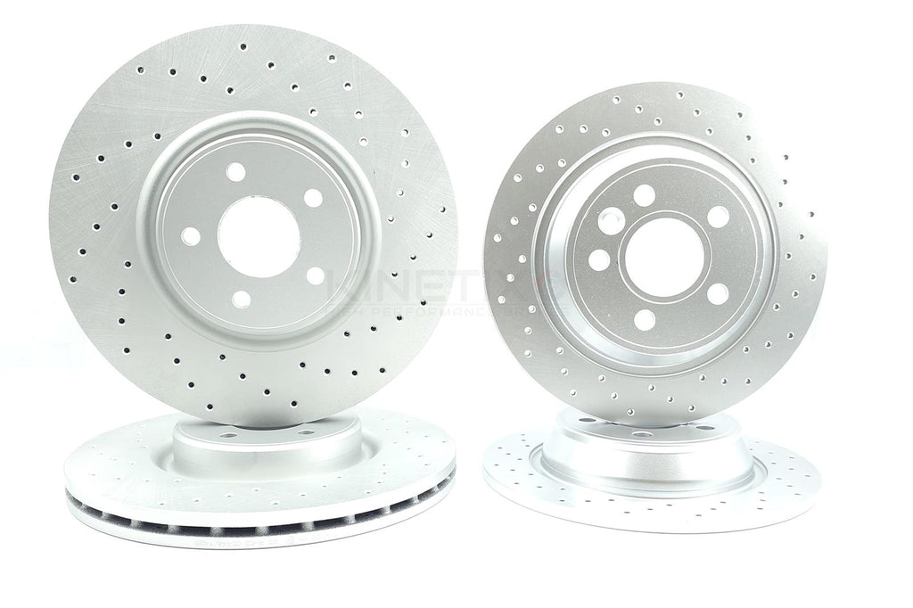 FITS FORD FOCUS RS RS500 MK2 FRONT REAR CROSS DRILLED BRAKE DISCS 336mm 302mm