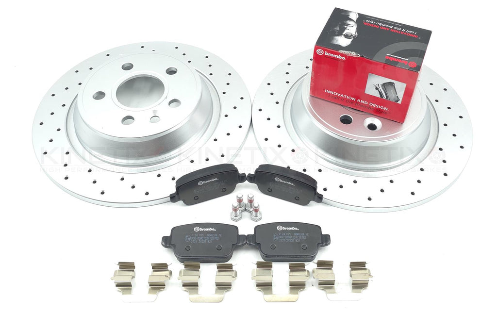 FOR FORD FOCUS 2.5 RS RS500 MK2 DRILLED REAR BRAKE DISCS BREMBO PADS 302mm