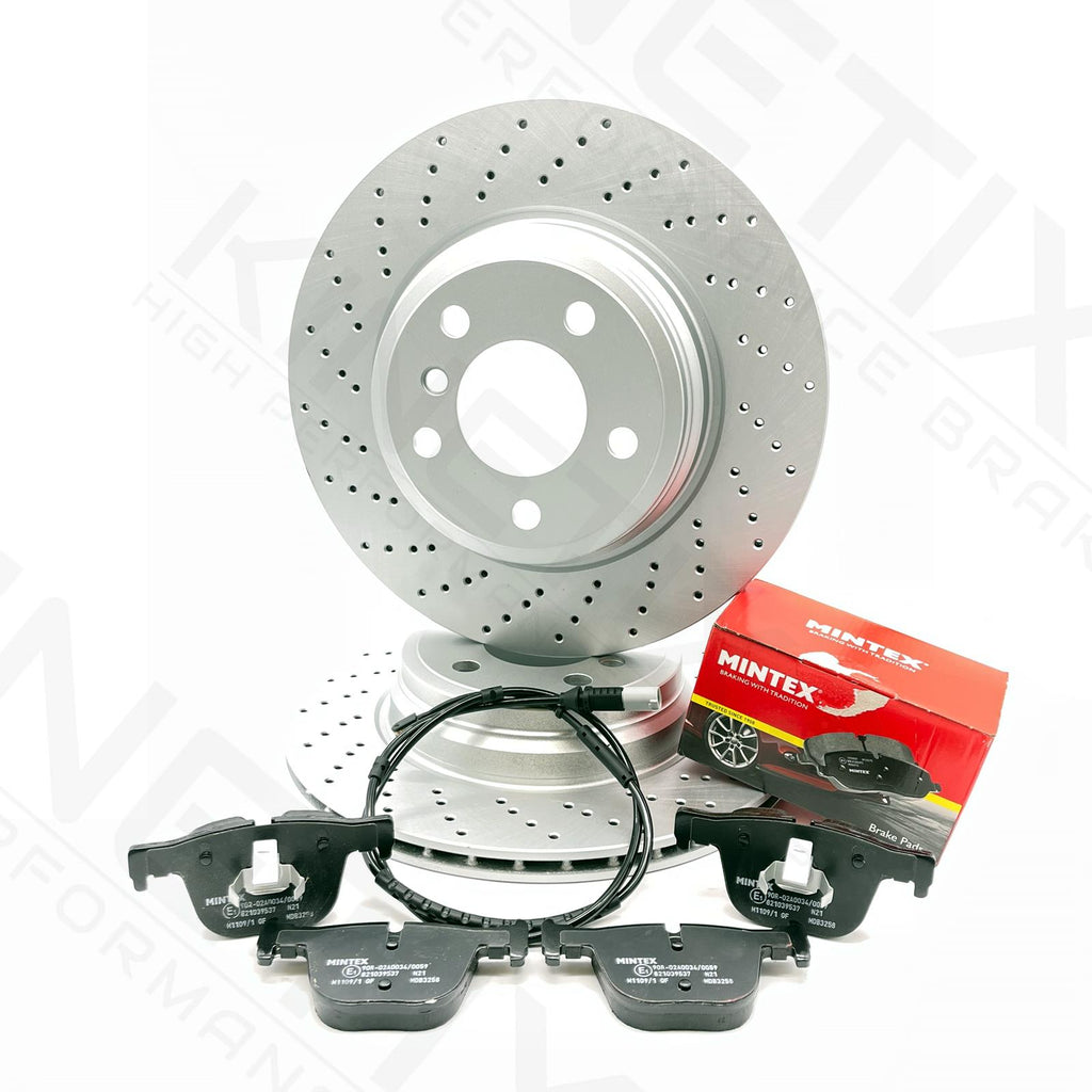 FOR BMW 335d GT F34 M SPORT REAR DRILLED BRAKE DISCS MINTEX PADS WIRE WIRE 330mm