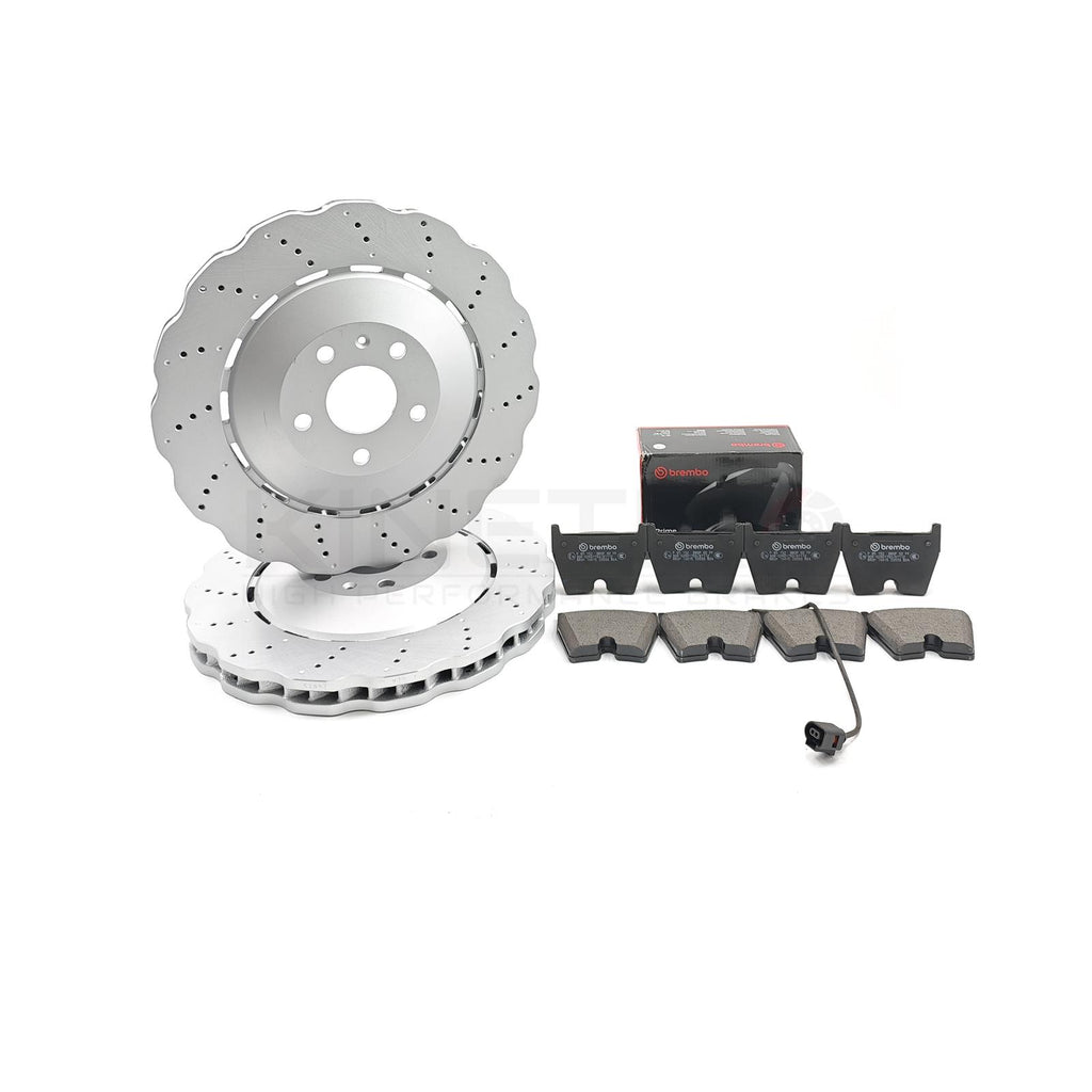 FOR AUDI RSQ3 RS Q3 (13-18) CROSS DRILLED WAVEY FRONT BRAKE DISCS BREMBO PADS