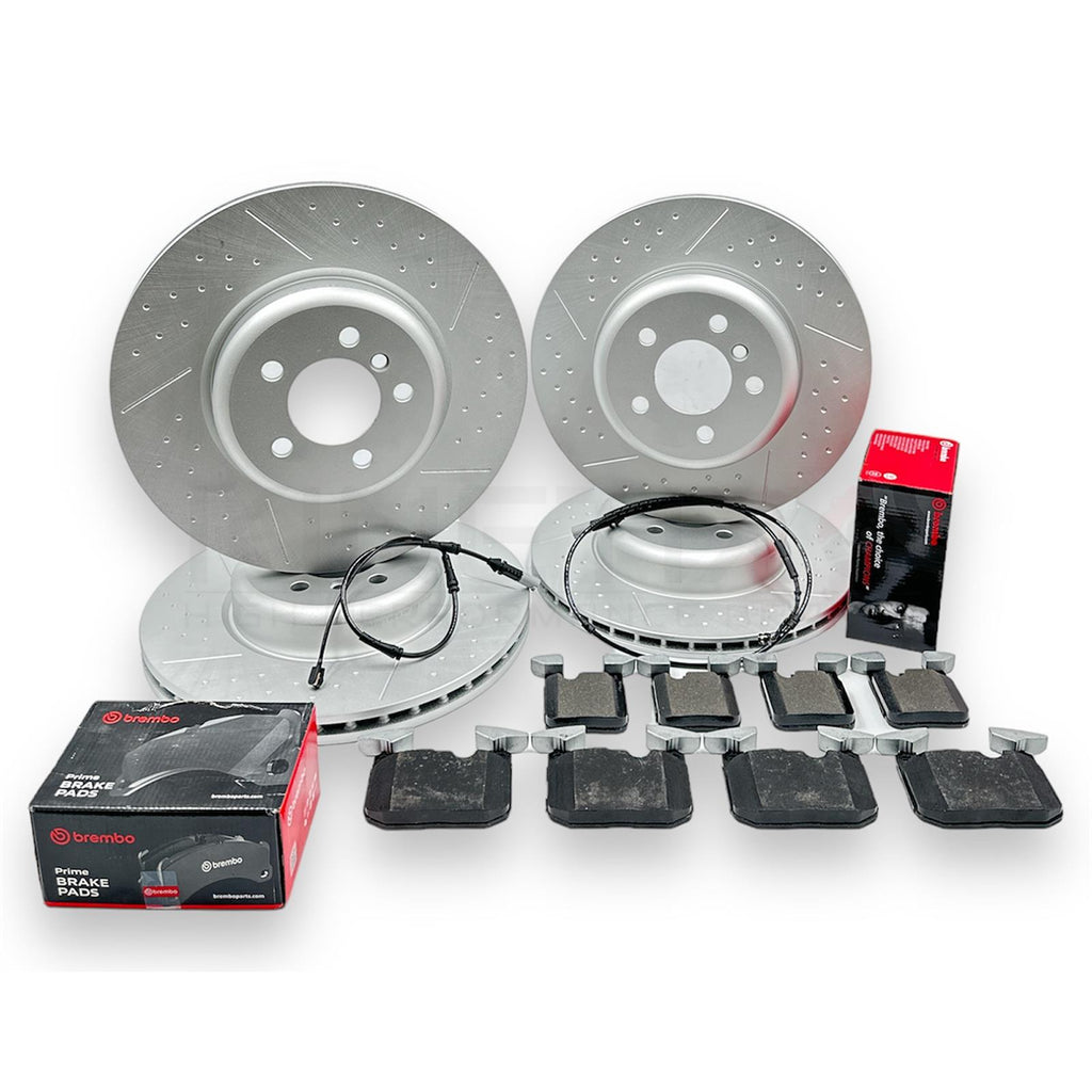FOR BMW 440i FRONT & REAR PERFORMANCE BRAKE DISCS BREMBO PADS WIRES 370mm 345mm