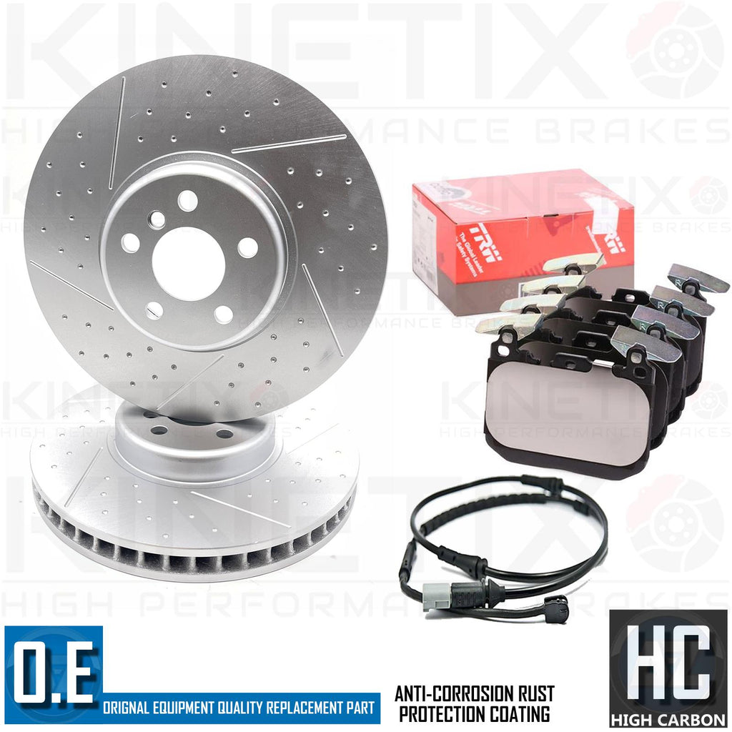 FOR BMW 330d F30 F31 M SPORT DIMPLED GROOVED FRONT BRAKE DISCS TRW PADS 370mm