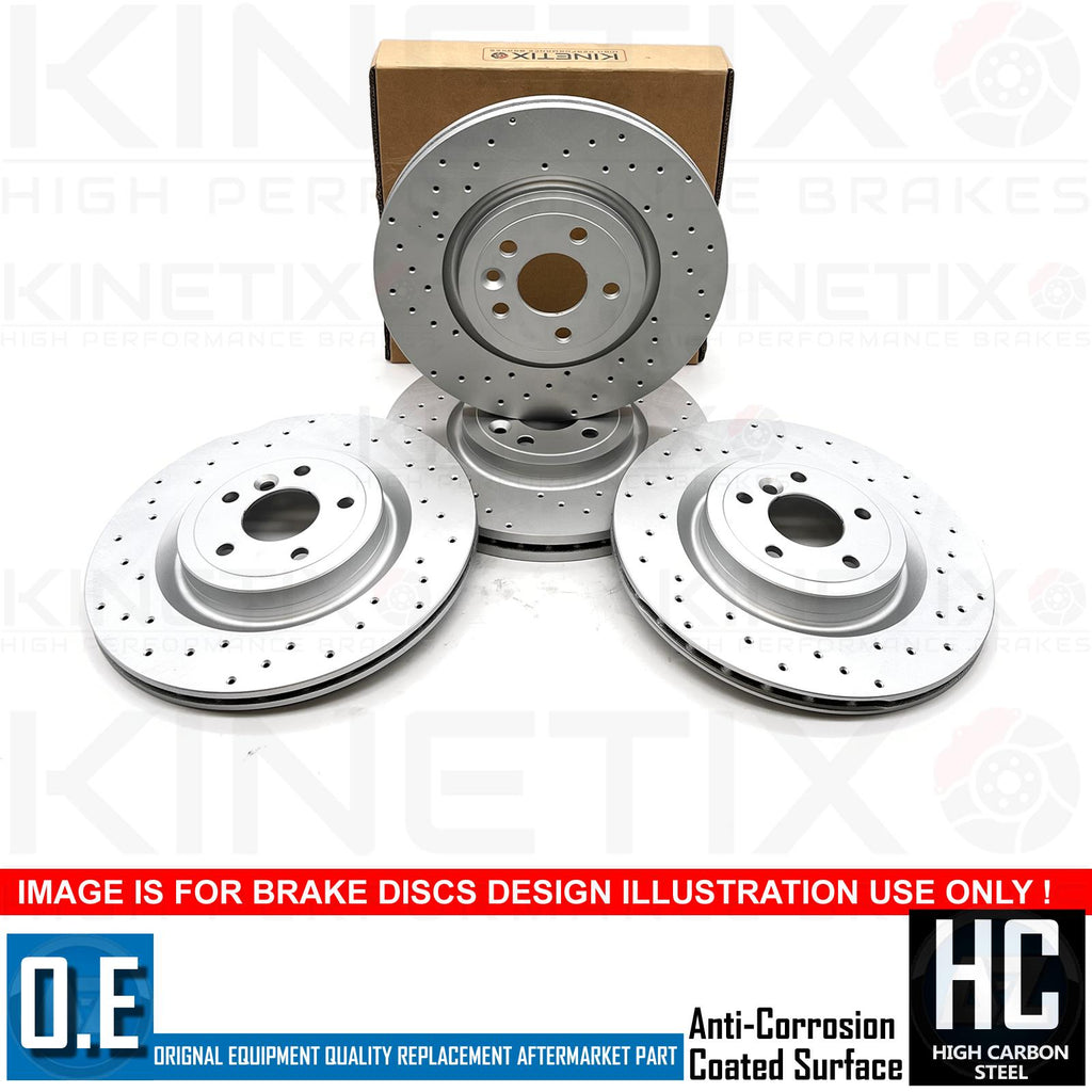 FOR AUDI S4 4.2 B6 B7 FRONT REAR CROSS DRILLED BRAKE DISCS 345mm 300mm