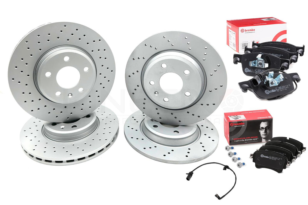 FOR AUDI A4 2.0 TFSI B9 DRILLED FRONT REAR BRAKE DISCS BREMBO PADS 314mm 300mm