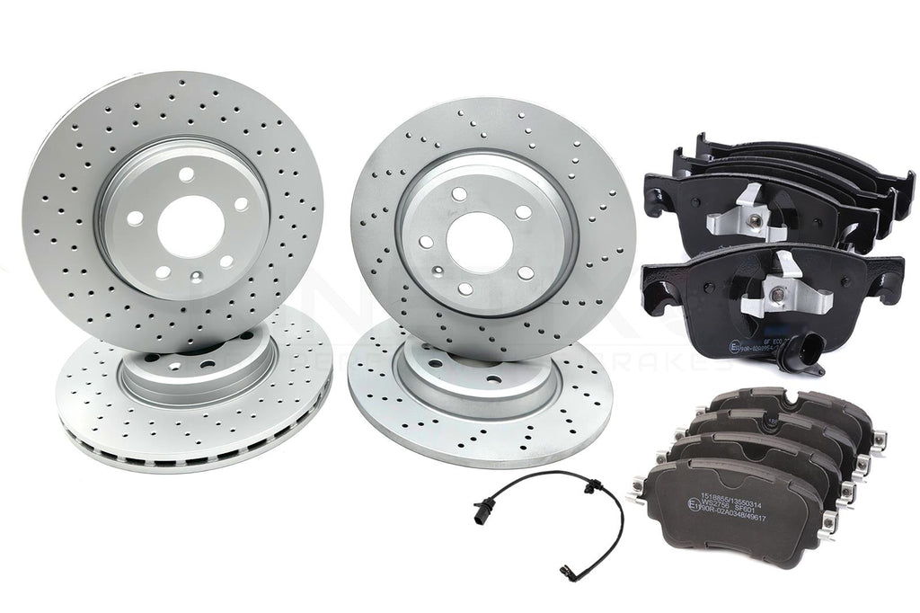 FOR AUDI A4 2.0 TDI B9 FRONT REAR DRILLED BRAKE DISCS PADS 314mm 300mm COATED