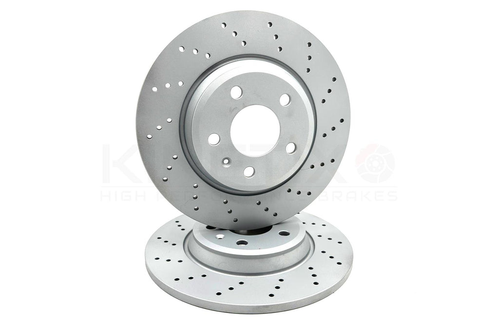 FOR AUDI A4 A5 A6 A7 Q5 2.0 TDI TFSI DRILLED REAR BRAKE DISCS PAIR 300mm