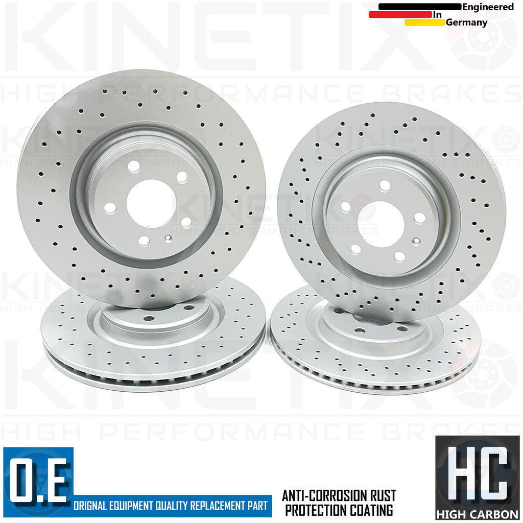 FOR AUDI S4 S5 A6 A7 Q5 PORSCHE MACAN FRONT REAR DRILLED BRAKE DISCS 345mm 330mm
