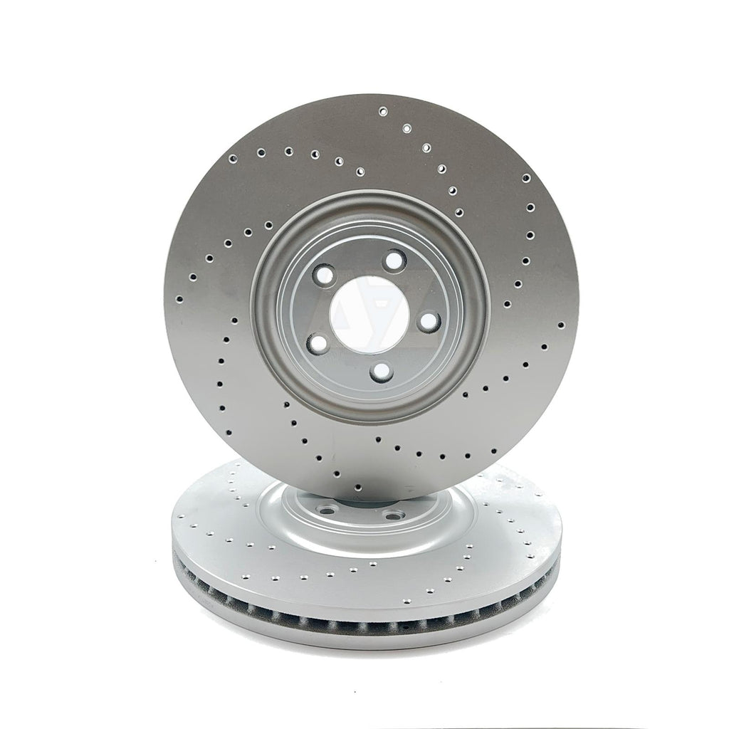 FOR JAGUAR XK 5.0 XKR V8 HIGH CARBON DRILLED FRONT BRAKE DISCS PAIR 380mm