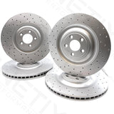 FOR JAGUAR XFR-S XJ-R XK-R XKR-S DRILLED FRONT REAR BRAKE DISCS APEC PADS WIRES