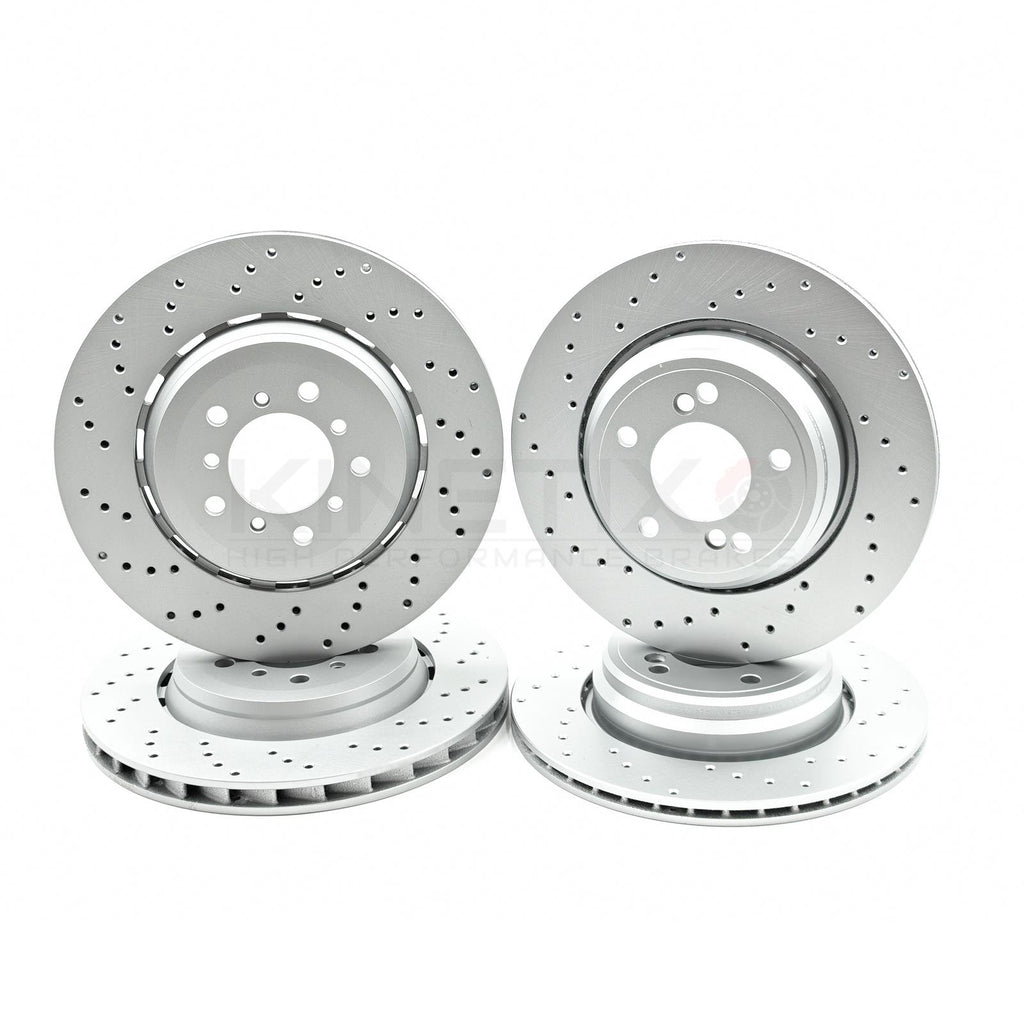 FOR BMW M3 E46 CSL 2003-2003 CROSS DRILLED FRONT REAR BRAKE DISCS 345mm 328mm