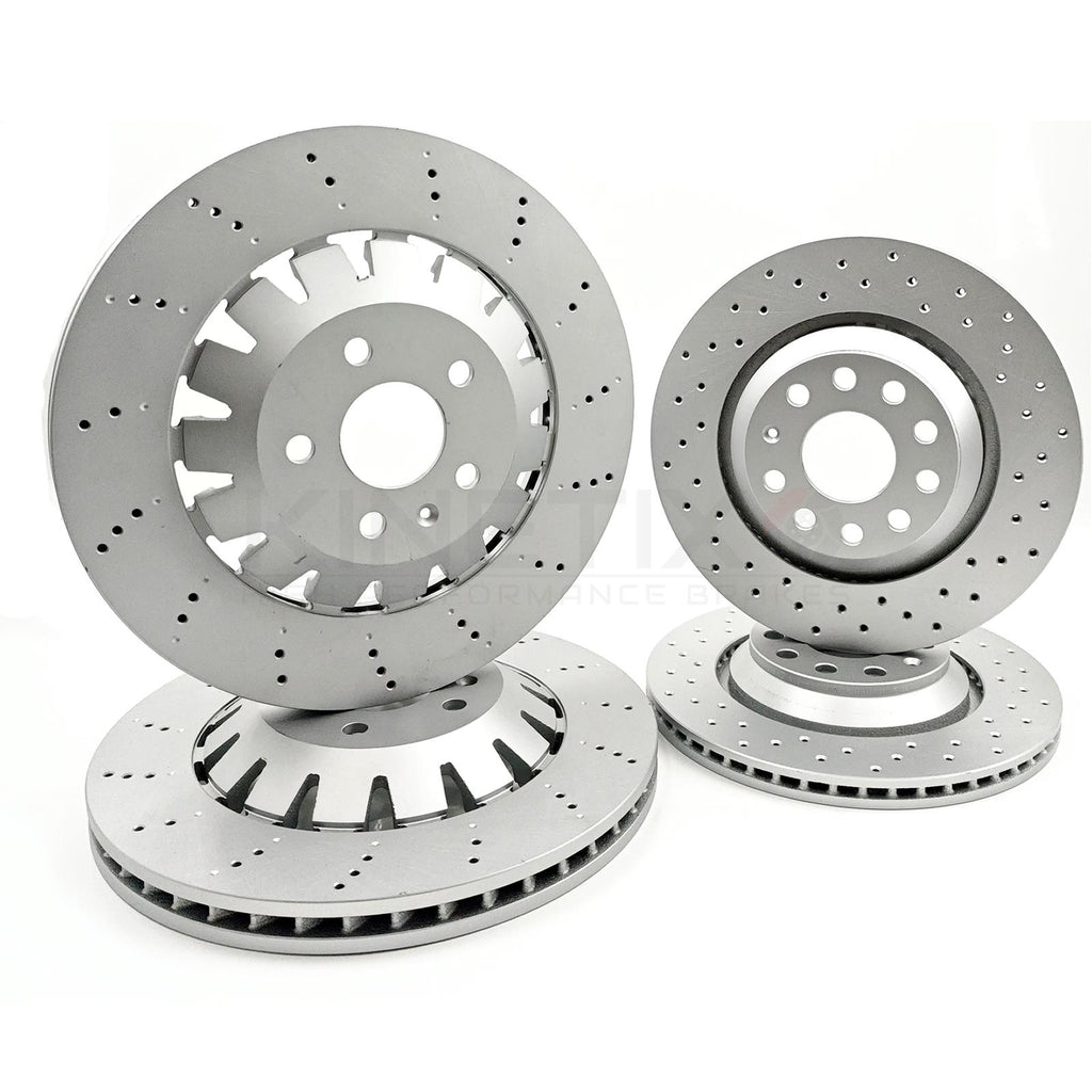 FOR AUDI RS3 8P 11-12 FRONT REAR CROSS DRILLED BRAKE DISCS 370mm 310mm FR RR