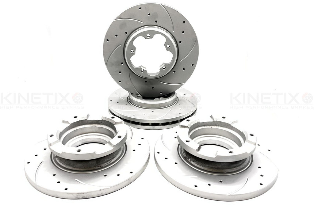 FITS FORD TRANSIT CUSTOM 2.0 ECOBLUE 15- FRONT REAR DRILLED GROOVED BRAKE DISCS