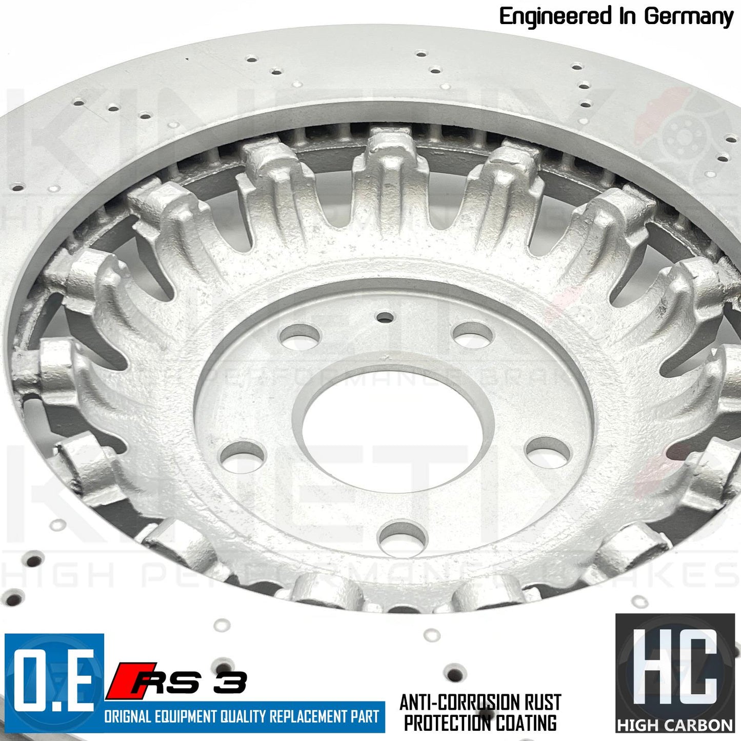 FOR AUDI RS3 8V 2017- FRONT DIMPLED DRILLED BRAKE DISCS APEC PADS 8V0615301P