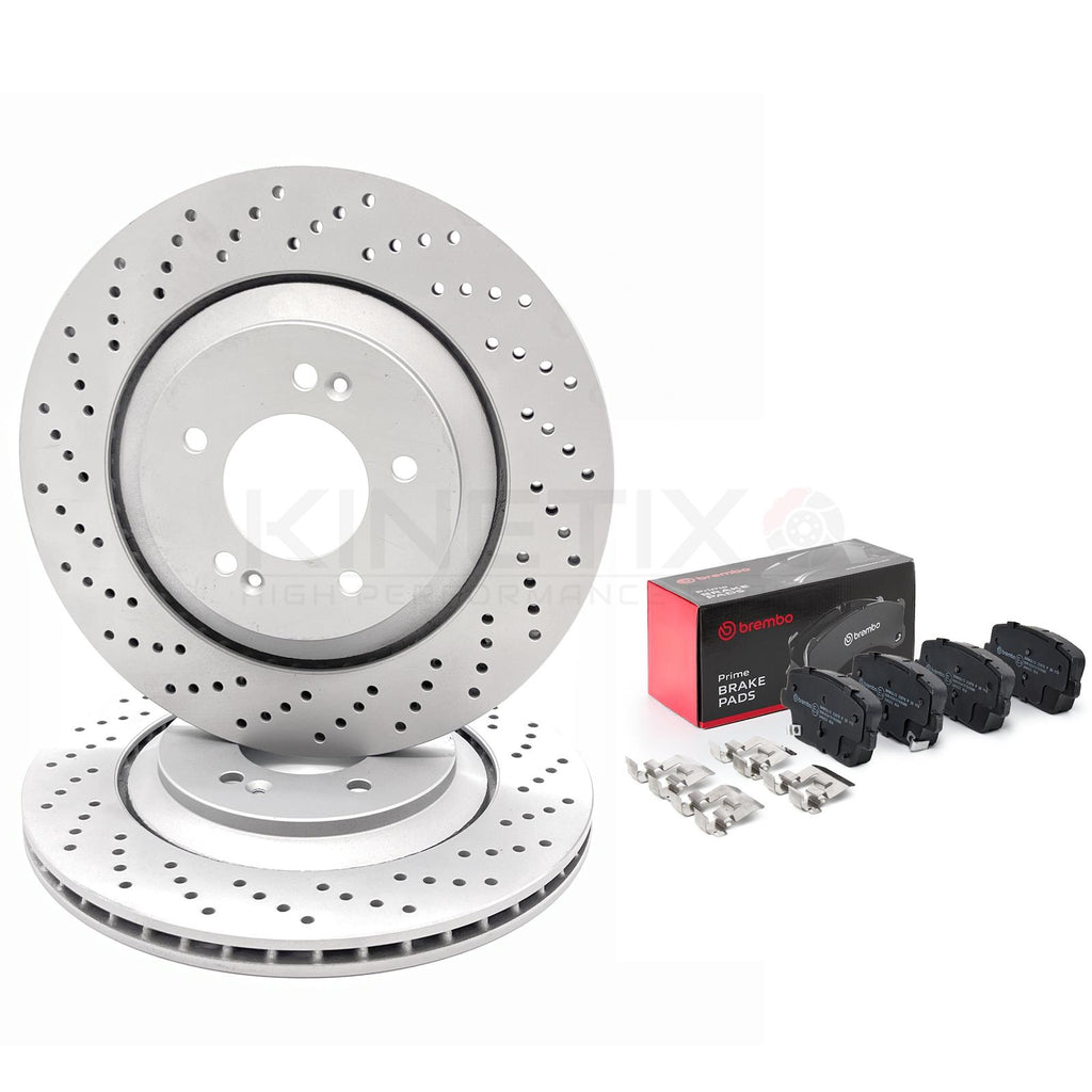 FOR HYUNDAI i30N KONA N 2.0 N DRILLED REAR BRAKE DISCS BREMBO PADS 314mm X 20mm