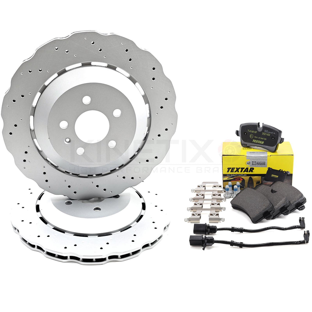 FOR AUDI RS6 C7 (2013-2018) WAVED REAR BRAKE DISCS TEXTAR PADS 356mm X 22mm