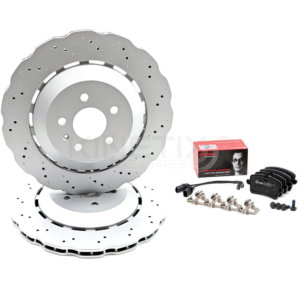 FOR AUDI RS6 C7 (2013-2018) WAVED REAR BRAKE DISCS BREMBO PADS 356mm X 22mm