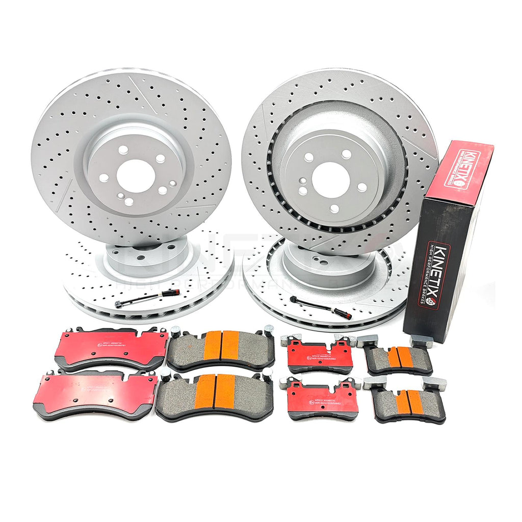 FOR MERCEDES C63 CLS63 E63 AMG FRONT REAR BRAKE DISCS PADS SENSORS 360mm 360mm