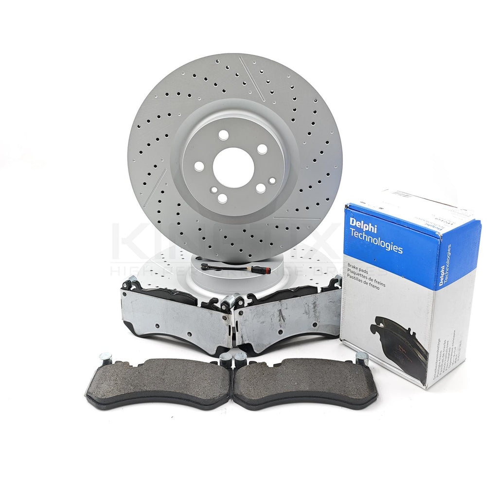 FOR MERCEDES C63 S C63 AMG 14- FRONT BRAKE DISCS DELPHI PADS WEAR SENSOR 360mm