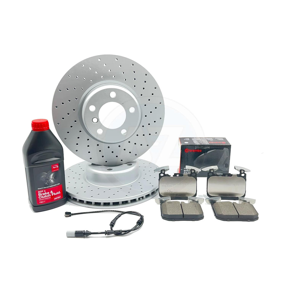 FOR BMW M135i M140i M235i M240i Fx DRILLED FRONT BRAKE DISCS BREMBO PADS 340mm