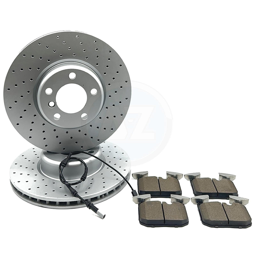 FOR BMW 320d F30 F31 F34 M SPORT DRILLED FRONT BRAKE DISCS PADS SENSOR 340mm