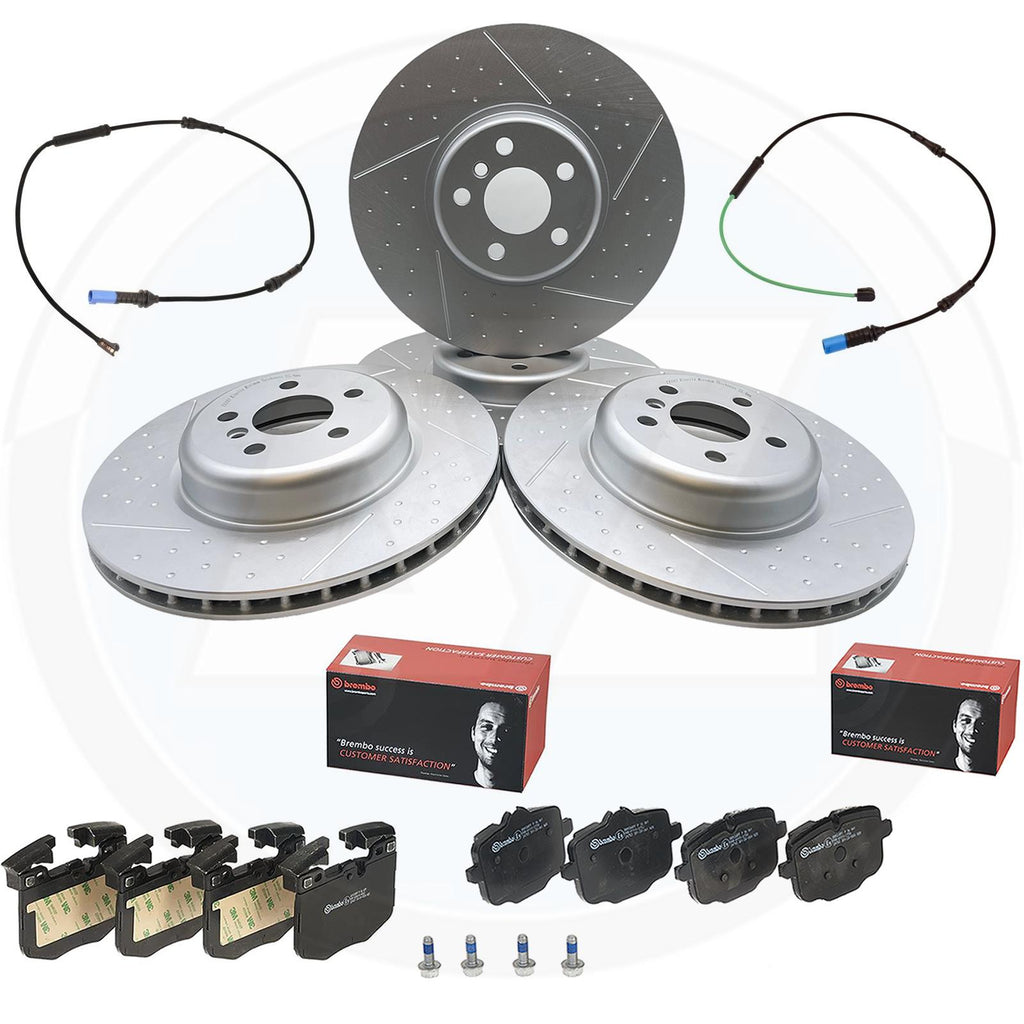 FOR BMW 330i G20 G21 FRONT REAR DIMPLED GROOVED BRAKE DISCS BREMBO PADS SENSORS