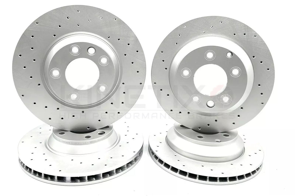 FOR VW TOUAREG 3.0 V6 TDI CROSS DRILLED FRONT REAR BRAKE DISCS 360mm 330mm