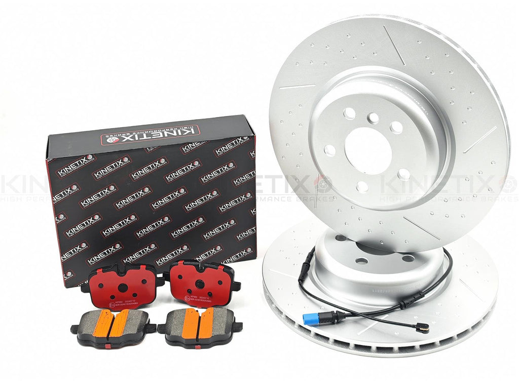 FOR TOYOTA SUPRA GR DIMPLED GROOVED REAR BRAKE DISCS PADS WEAR SENSOR 345mm