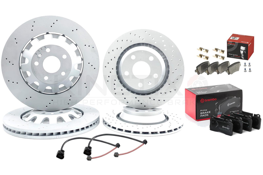 FOR AUDI TTRS TT RS 09-14 FRONT REAR BRAKE DISCS BREMBO PADS SENSORS 370mm 310mm