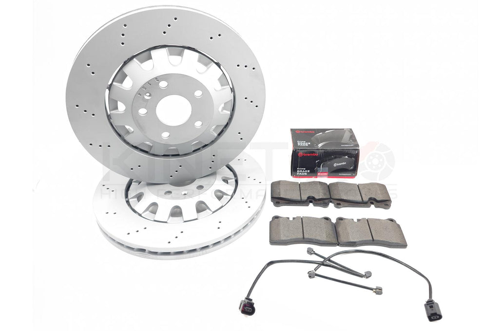 FOR AUDI TTRS CUPRA ATECA LEON FORMENTOR FRONT BRAKE DISCS BREMBO PADS SENSORS