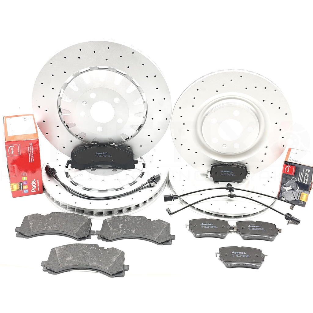 FOR AUDI S6 S7 S8 SQ7 SQ8 FRONT REAR DRILLED BRAKE DISCS PADS WIRES 400mm 350mm