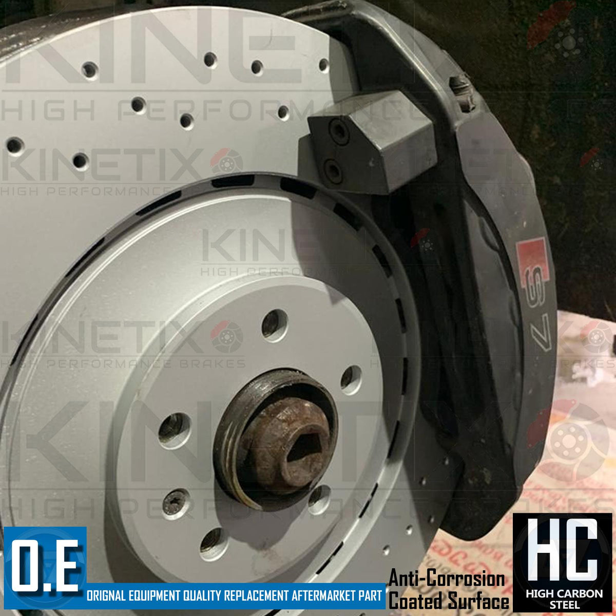 FOR AUDI S7 FRONT DRILLED PERFORMANCE BRAKE DISCS APEC PADS WEAR SENSOR 400mm