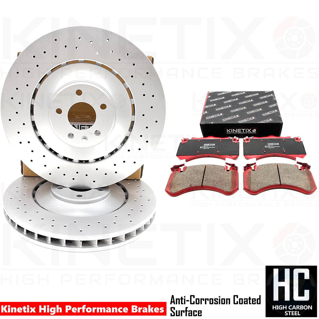 FOR AUDI S6 S7 S8 CROSS DRILLED FRONT BRAKE DISCS PERFORMANCE PADS 400mm