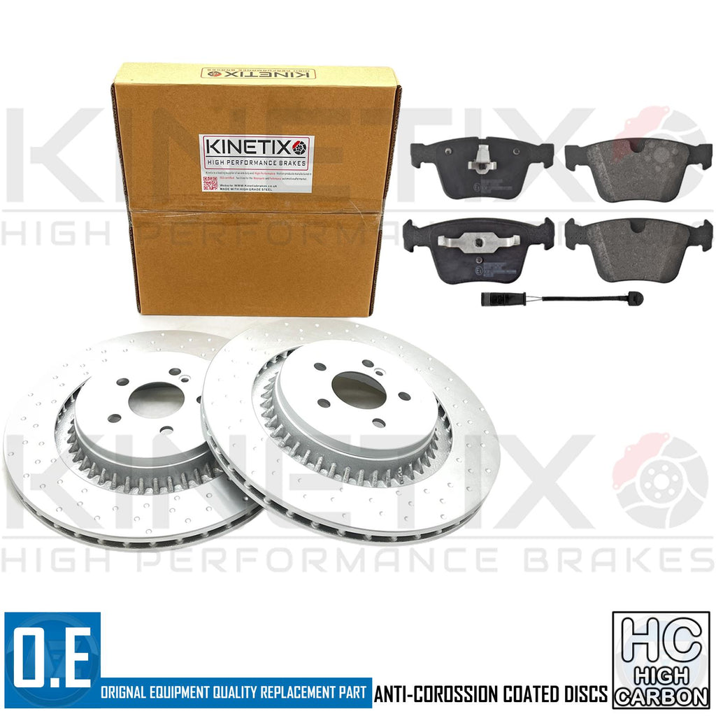 FOR MERCEDES S65 AMG REAR DIMPLED HIGH CARBON BRAKE DISCS APEC PADS SENSOR 365mm