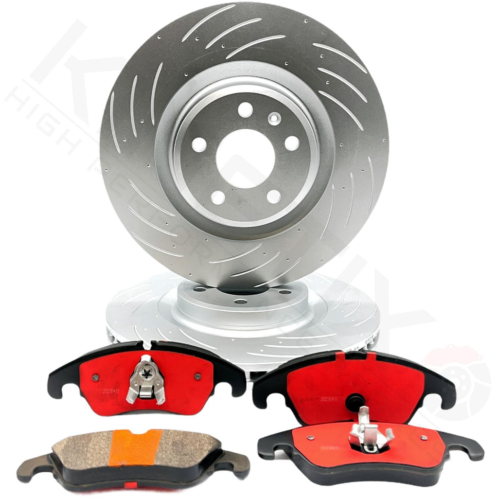 FOR AUDI S5 DIMPLED GROOVED FRONT BRAKE DISCS PERFORMANCE PADS 345mm
