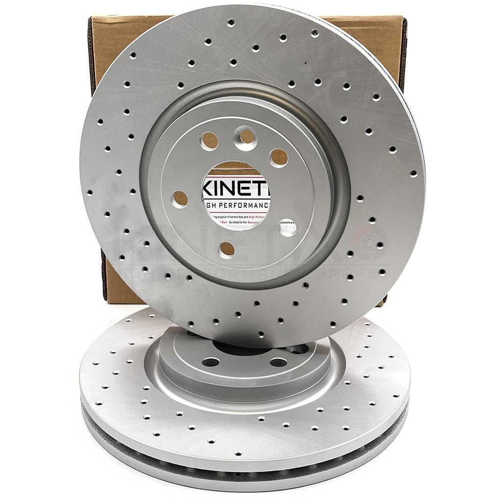 FOR VOLVO XC90 B5 R-DESIGN CROSS DRILLED FRONT BRAKE DISCS PAIR 345mm COATED