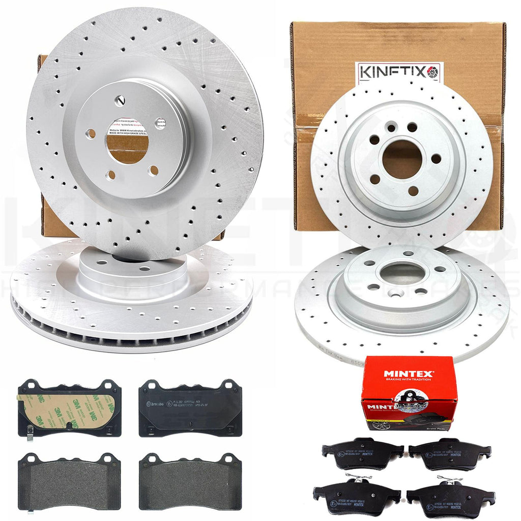 FOR FORD FOCUS RS MK3 FRONT REAR DRILLED BRAKE DISCS MINTEX BREMBO BRAKE PADS