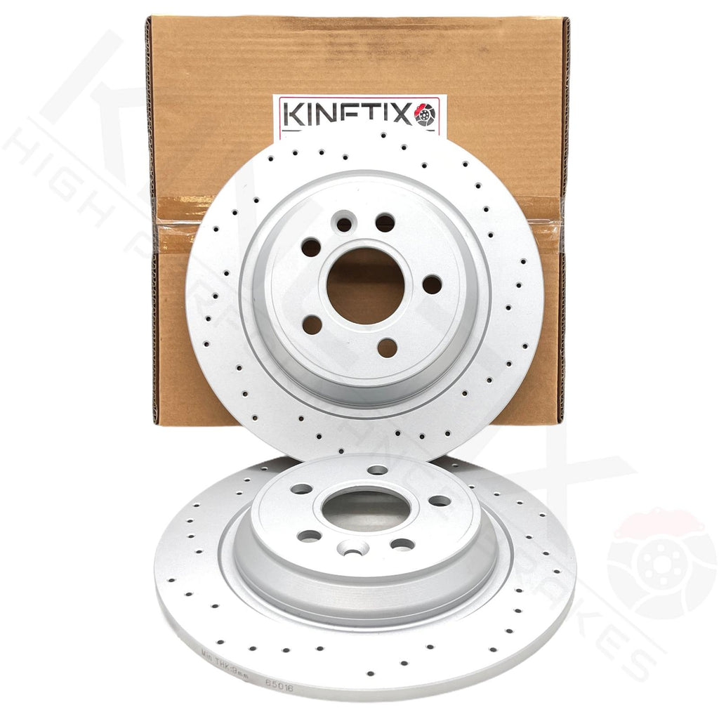 FOR FORD FOCUS ST MK4 REAR CROSS DRILLED PERFORMANCE BRAKE DISCS PAIR 302mm