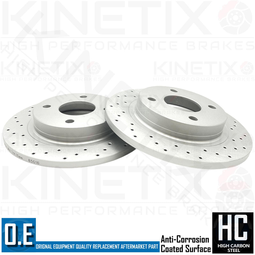 FOR FORD FIESTA 1.5 TDCi CROSS DRILLED REAR BRAKE DISCS PAIR 253mm *SOLID DISCS*