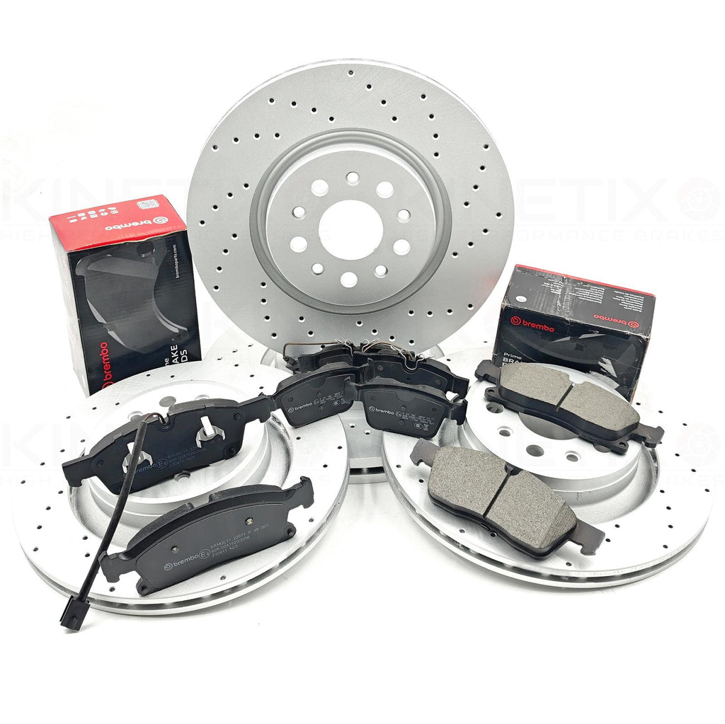 FOR MASERATI LEVANTE 3.0 D 3.0 FRONT REAR DRILLED BRAKE DISCS BREMBO PADS