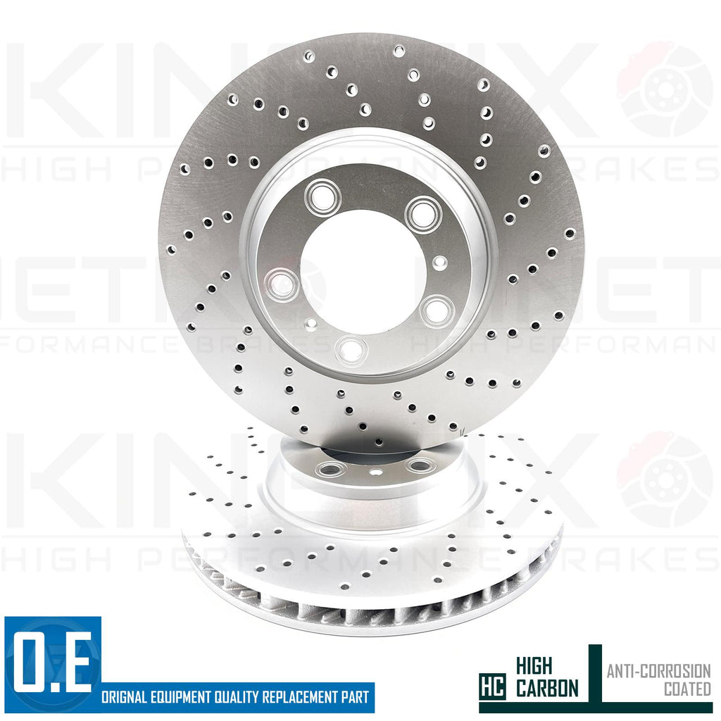 FOR PORSCHE PANAMERA 4.0 CROSS DRILLED FRONT BRAKE DISCS PAIR 350mm COATED