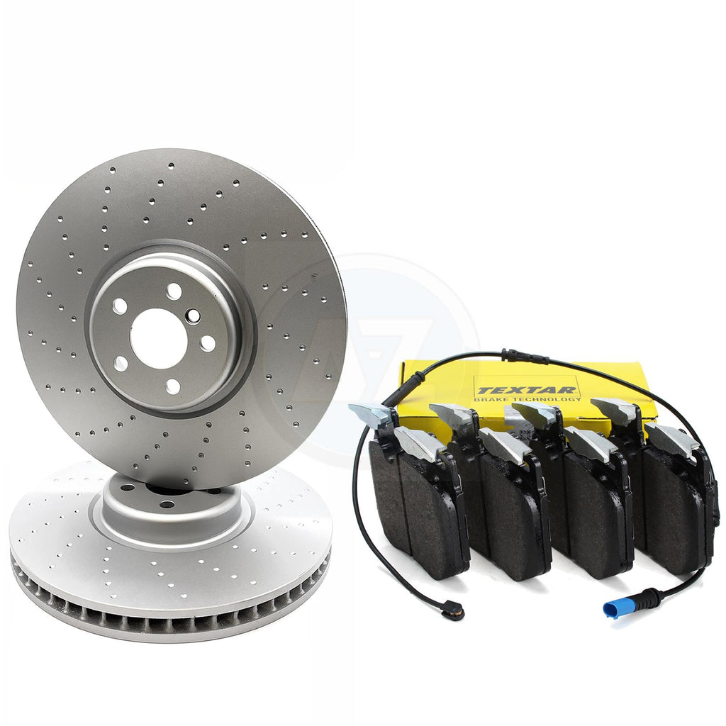 FOR BMW X5 X6 X7 40i FRONT BRAKE DISCS TEXTAR PADS WEAR WIRE SENSOR 395mm