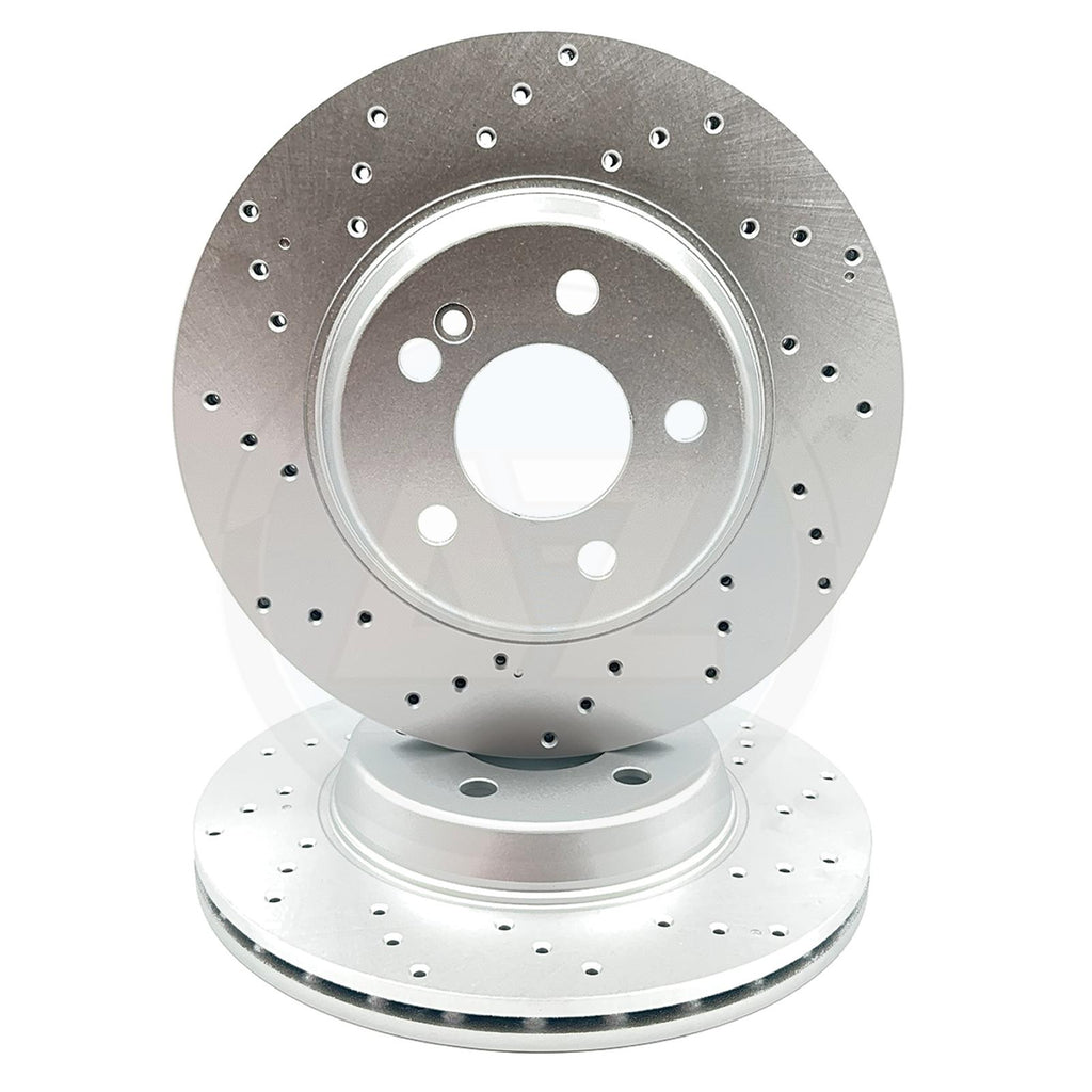 FOR MERCEDES C200d AMG SPORT DRILLED REAR BRAKE DISCS PAIR 300mm A0004231812