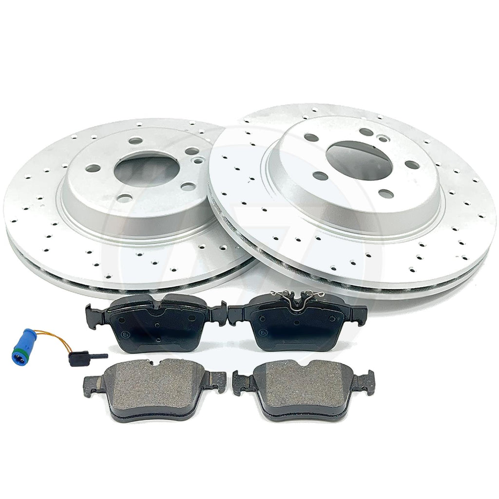 FOR MERCEDES E260 AMG SPORT DRILLED REAR BRAKE DISCS PADS SENSOR 300mm