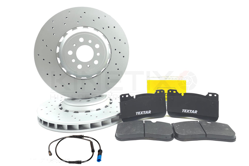 FOR BMW M3 G80 G81 M4 G82 G83 FRONT DRILLED BRAKE DISCS TEXTAR PADS SENSOR 380mm