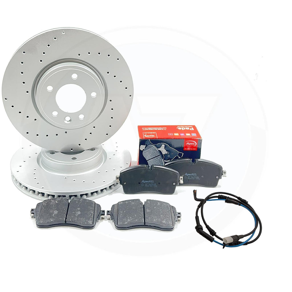 FOR LAND ROVER DISCOVERY 3.0 TD6 DRILLED FRONT BRAKE DISCS APEC PADS 349mm