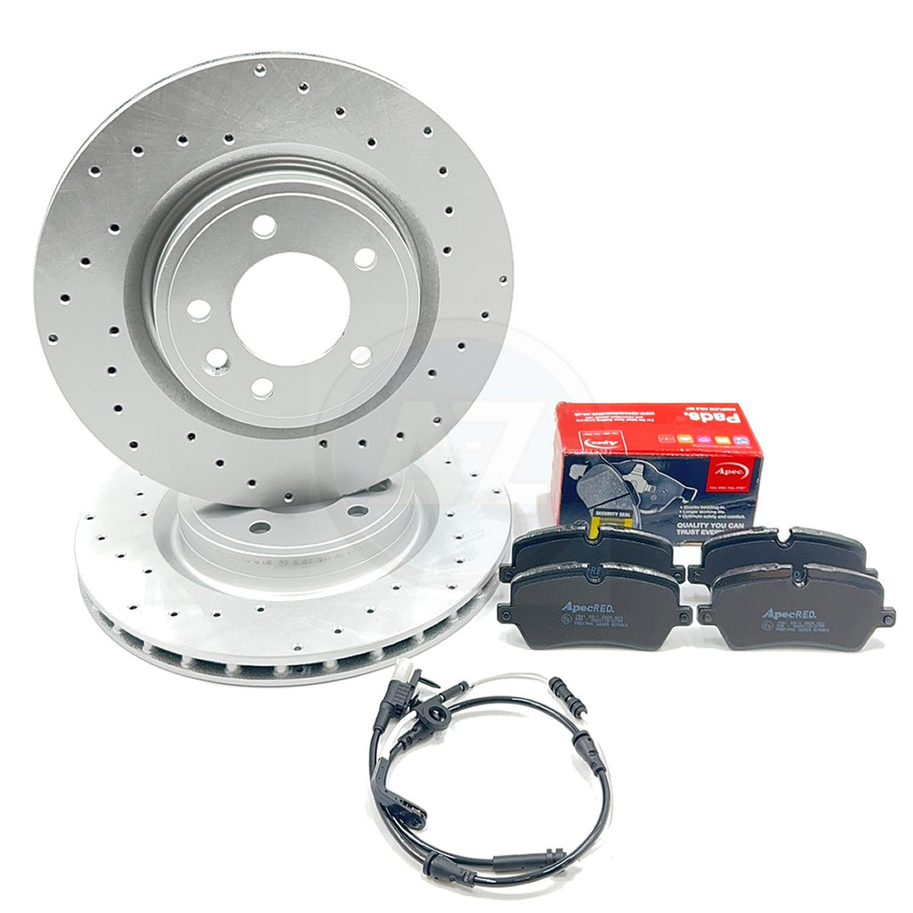 FOR LAND ROVER DISCOVERY 3.0 D DRILLED REAR BRAKE DISCS APEC PADS 325mm