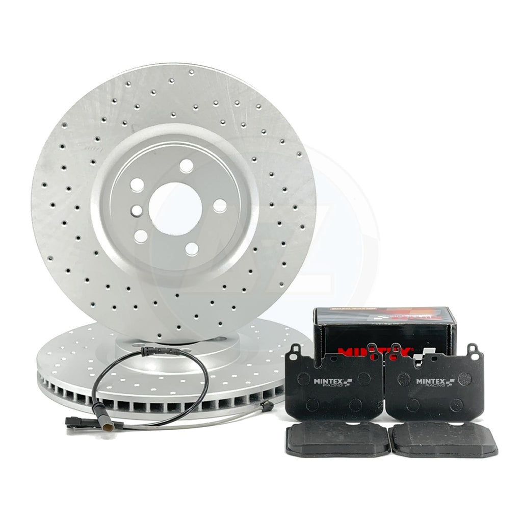 FOR BMW 128ti M135i M235i X2 M35i DRILLED FRONT BRAKE DISCS MINTEX RACING PADS
