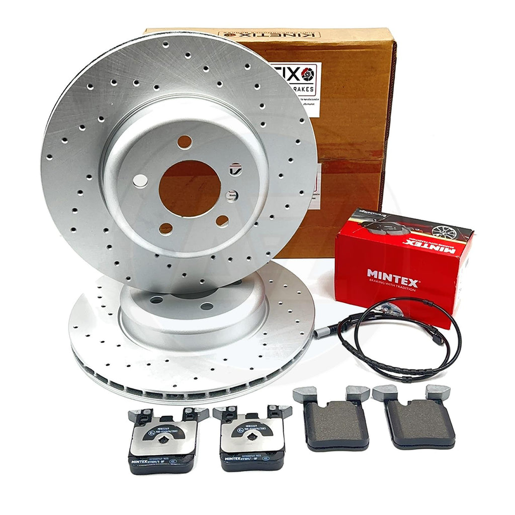 FOR BMW 330d 335d 335i 340i F30 F31 F34 REAR BRAKE DISCS PADS WEAR SENSOR 345mm