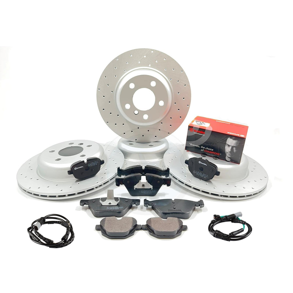 FOR BMW 518d 520d 525d 520i F10 F11 DRILLED FRONT REAR BRAKE DISCS BREMBO PADS